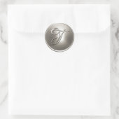 Silver Monogram T Envelope Seal Ronde Sticker (Tas)
