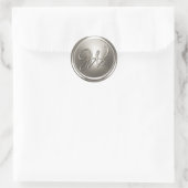 Silver Monogram W Envelope Seal Ronde Sticker (Tas)