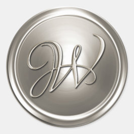 Silver Monogram W Envelope Seal Ronde Sticker