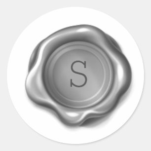 Silver Monogram Wax Selt Seal Metallic Sticker
