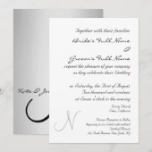 SILVER MONOGRAM WEDDING INVITATION SJABLOON KAART (Voorkant / Achterkant)