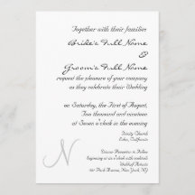 SILVER MONOGRAM WEDDING INVITATION SJABLOON