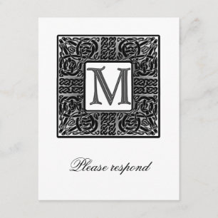 Silver Monogrammed Celtic Wedding RSVP Kaartje