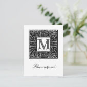 Silver Monogrammed Celtic Wedding RSVP Kaartje (Staand voorkant)