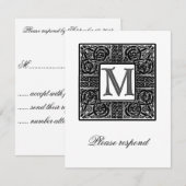 Silver Monogrammed Celtic Wedding RSVP Kaartje (Voorkant / Achterkant)