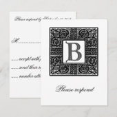 Silver Monogrammed Celtic Wedding RSVP Kaartje (Voorkant / Achterkant)
