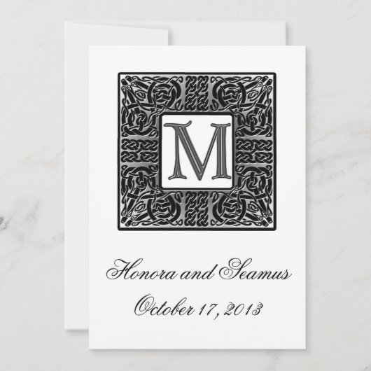 Silver Monogrammed Celtic Wedding Uitnodiging (Voorkant)