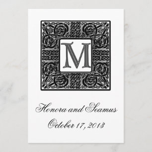Silver Monogrammed Celtic Wedding Uitnodiging