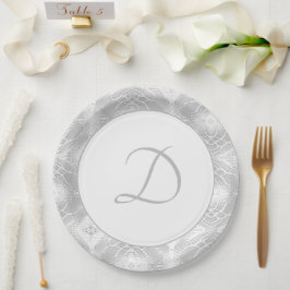 Silver Monogrammed Faux-Satin Paper Bord