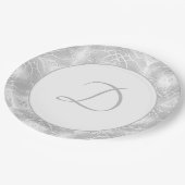 Silver Monogrammed Faux-Satin Paper Bord (Gekanteld)