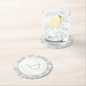 Silver Monogrammed Faux-Satin Paper Bord Kartonnen Onderzetters (Insitu)