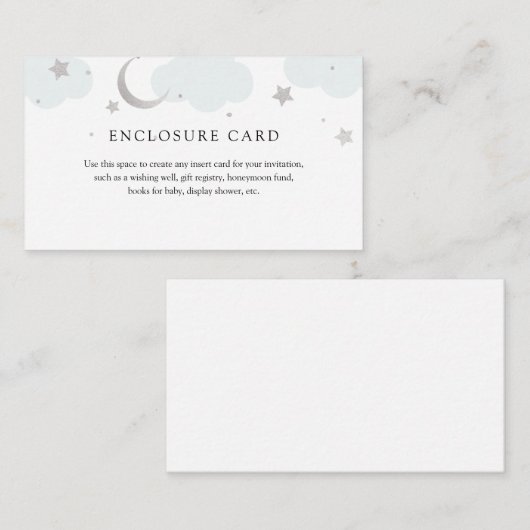 Silver Moon en Blue Clouds Enclosure Card Informatiekaartje (Voorkant / Achterkant)