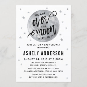 Silver Moon en Stars Baby shower Invitation Kaart