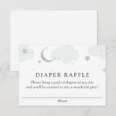 Silver Moon en Stars Diaper rolkaart RSVP Kaartje (Voorkant / Achterkant)