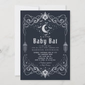 Silver Moon Gothic Baby Bat Lantern Baby shower Kaart (Voorkant)