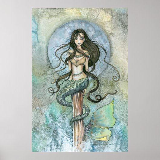 Silver Moon Mermaid Poster van Molly Harrison (Voorkant)