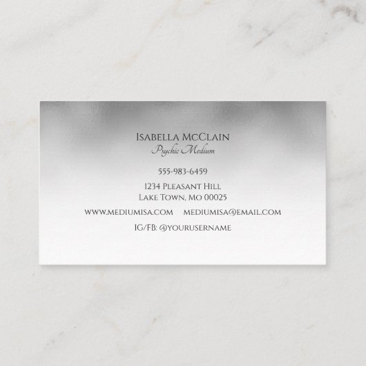 Silver Moon Modern Psychisch Medium Visitekaartje (Achterkant)