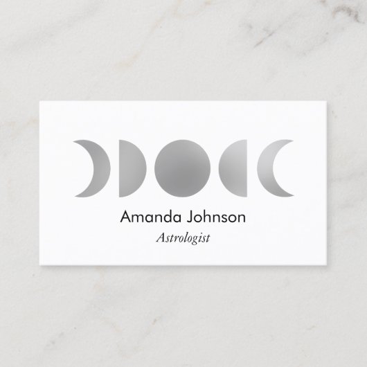 Silver Moon Phases Astrology Yoga Holistic Healer Visitekaartje (Voorkant)