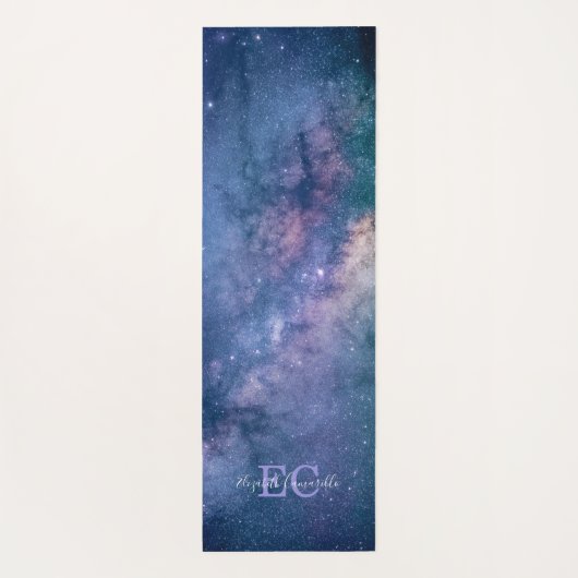 Silver Moon Phases, Paarse Galaxy Yoga Mat (Achterkant)