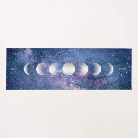 Silver Moon Phases, Paarse Galaxy Yoga Mat (Voorkant (horizontaal))