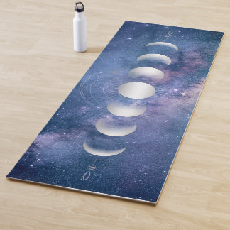 Silver Moon Phases, Paarse Galaxy Yoga Mat