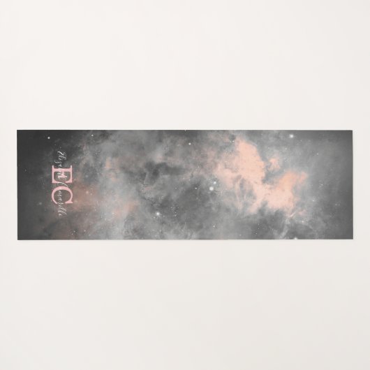 Silver Moon Phases, Pink & Grey Galaxy Yoga Mat (Achterkant (horizontaal))