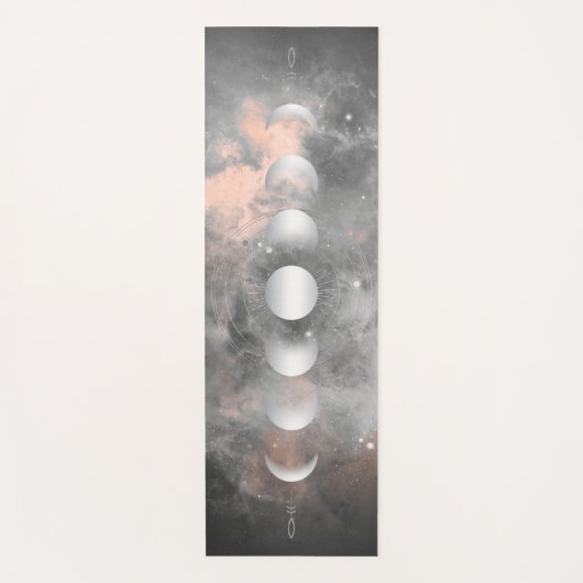 Silver Moon Phases, Pink & Grey Galaxy Yoga Mat (Voorkant)