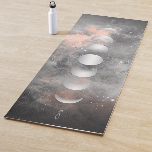 Silver Moon Phases, Pink & Grey Galaxy Yoga Mat (In situ)