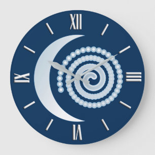 Silver Moon Spiral, donkerblauw Grote Klok