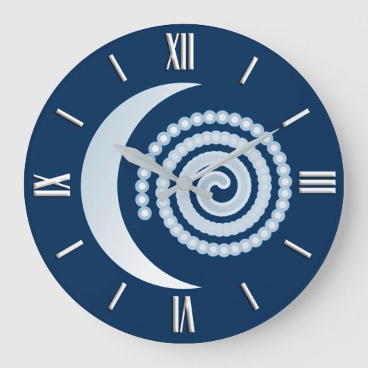 Silver Moon Spiral, donkerblauw Grote Klok (Voorkant)
