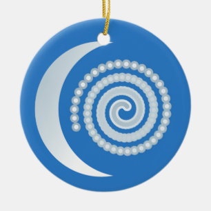 Silver Moon Spiral Keramisch Ornament