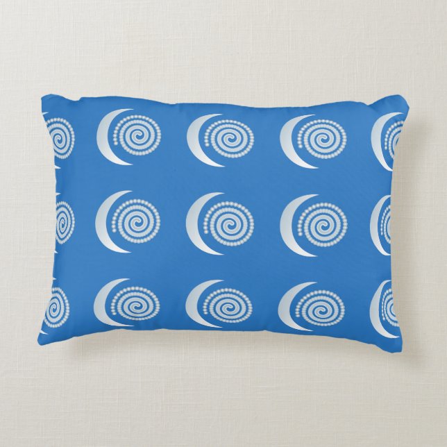Silver Moon Spiral op diep blauw Decoratief Kussen (Achterkant)