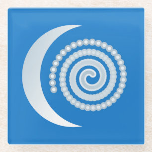 Silver Moon Spiral op diep blauw Glazen Onderzetter