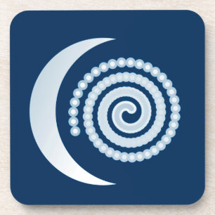 Silver Moon Spiral op donkerblauw Drankjes Onderzetter