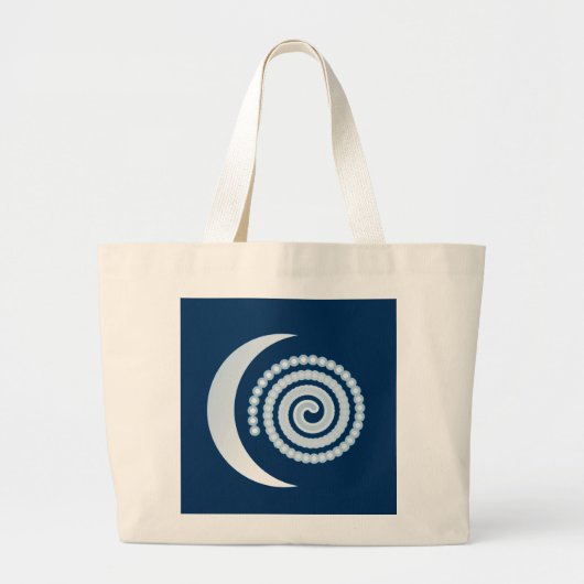 Silver Moon Spiral op donkerblauw Grote Tote Bag (Voorkant)
