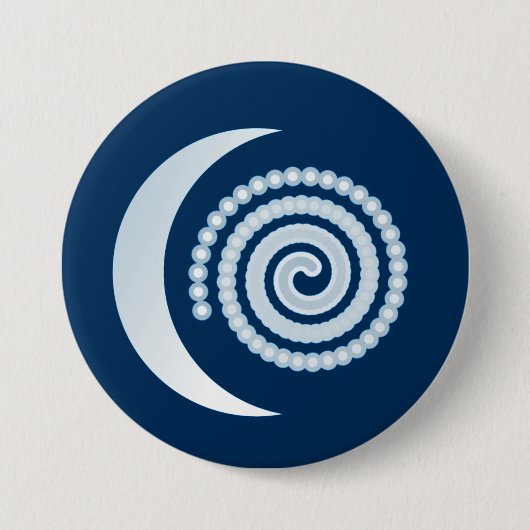 Silver Moon Spiral op donkerblauw Ronde Button 7,6 Cm (Voorkant)