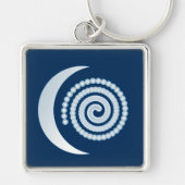 Silver Moon Spiral op donkerblauw Sleutelhanger (Voorkant)