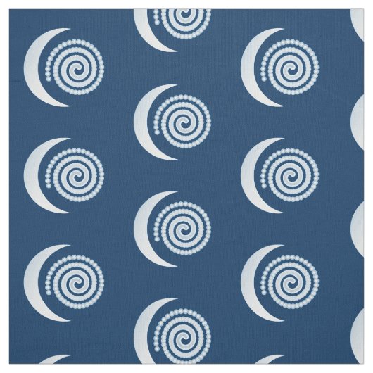 Silver Moon Spiral op donkerblauw Stof (Swatch)
