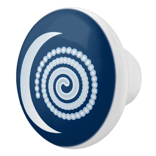 Silver Moon Spiral op marineblauw Keramische Knop (Rechts)