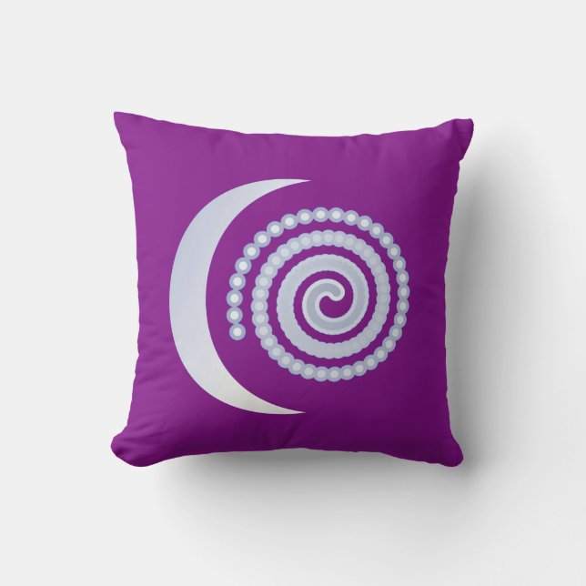 Silver Moon Spiral op paars Kussen (Voorkant)