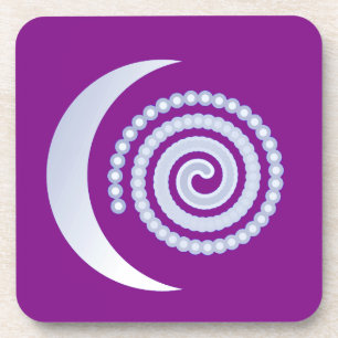 Silver Moon Spiral op paars Onderzetter