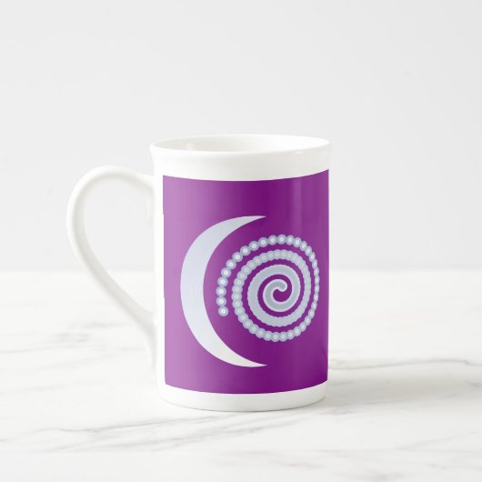 Silver Moon Spiral op paars Porselein Kop (Links)