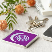 Silver Moon Spiral op paars Sleutelhanger (Zijkant)