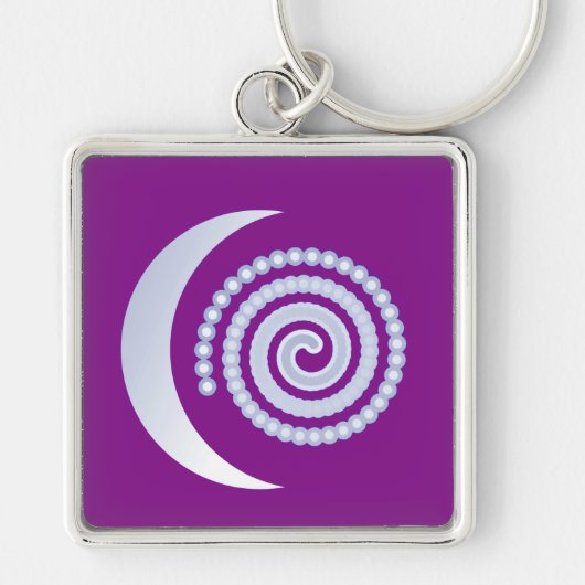 Silver Moon Spiral op paars Sleutelhanger (Voorkant)