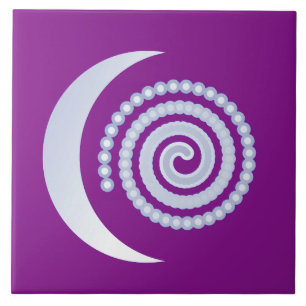 Silver Moon Spiral op paars Tegeltje