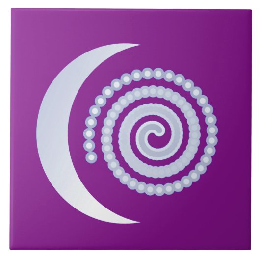 Silver Moon Spiral op paars Tegeltje (Voorkant)