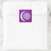 Silver Moon Spiral op paars Vierkante Sticker (Tas)