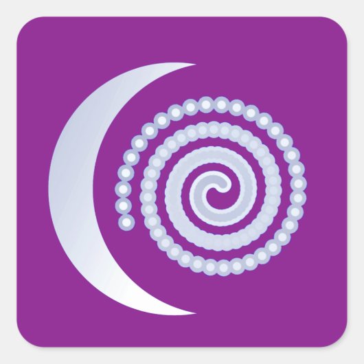 Silver Moon Spiral op paars Vierkante Sticker (Voorkant)