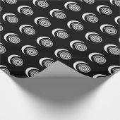 Silver Moon Spiral op zwart Cadeaupapier (Hoek)