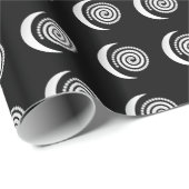 Silver Moon Spiral op zwart Cadeaupapier (Rol Hoek)